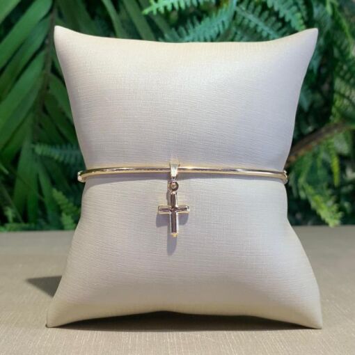PULSEIRA BRACELETE CRUZ LISA COM FECHO PEGA LADRÃO