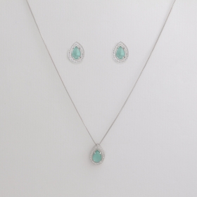 CONJUNTO COLAR E BRINCO RÓDIO GOTA