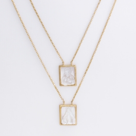 ESCAPULÁRIO FOLHEADO FIO CARTIER COM PLACAS MADREPÉROLA