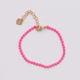 Pulseira folheada mini bolas chatas pintadas pink