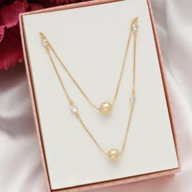 Conjunto folheado colares com bola