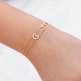 PULSEIRA FOLHEADA INFANTIL CORAÇÃO COM ZIRCONIA