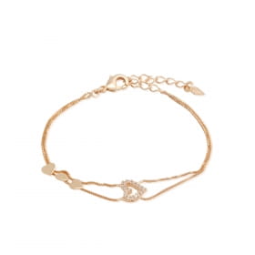 PULSEIRA FOLHEADA INFANTIL CORAÇÃO COM ZIRCONIA