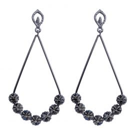 BRINCO RÓDIO NEGRO GOTA LISA COM PEDRAS REDONDAS TREND