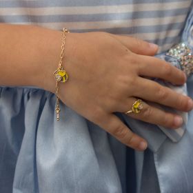 PULSEIRA FOLHEADA INFANTIL DE ABELHA COM FLORZINHAS