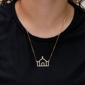 GARGANTILHA FOLHEADA DESENHO IGREJA - FÉ