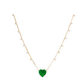 COLAR FOLHEADO PEDRA DE CORAÇÃO COM MICROZIRCÔNIAS - LOVE TREND