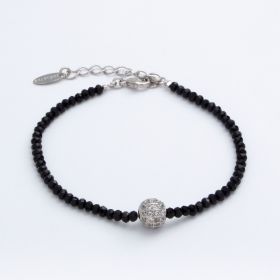 PULSEIRA RÓDIO COM MINI CRISTAIS PRETOS E BOLA