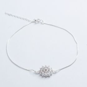 PULSEIRA PRATA DE FLOR TODA EM ZIRCÔNIAS - CRISTAL
