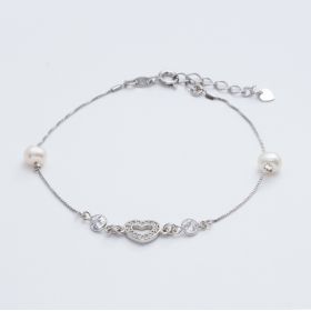 PULSEIRA RÓDIO COM PÉROLAS E CORAÇÃO - LOVE