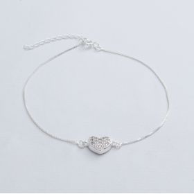 PULSEIRA PRATA DE CORAÇÃO COM ZIRCÔNIAS - LOVE