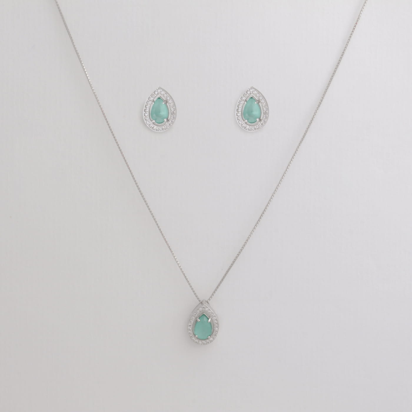 CONJUNTO COLAR E BRINCO RÓDIO GOTA