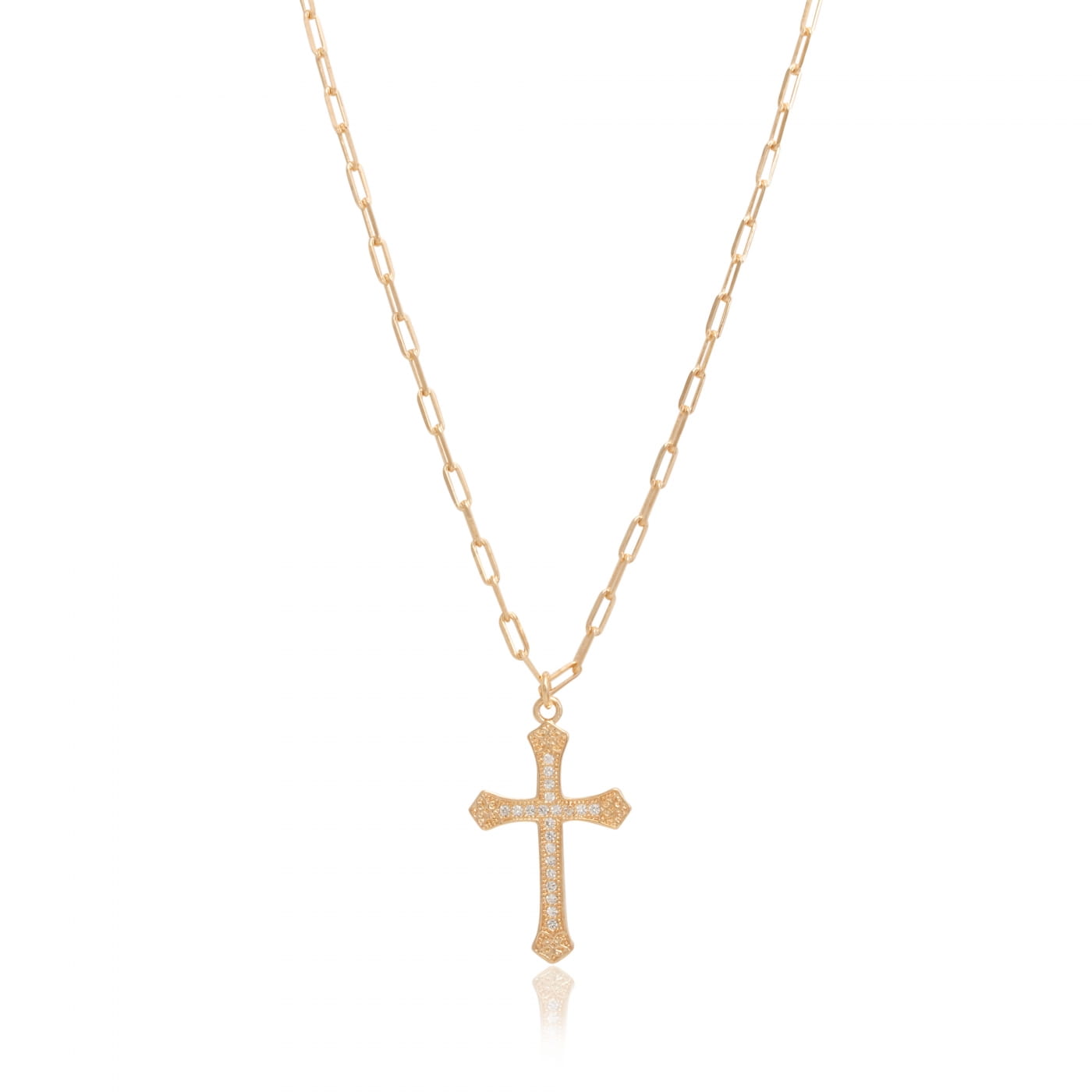 CORDÃO CARTIER COM PINGENTE DE CRUZ CRAVEJADA
