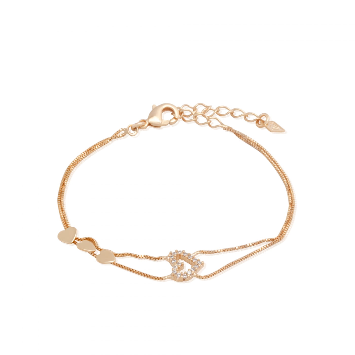PULSEIRA FOLHEADA INFANTIL CORAÇÃO COM ZIRCONIA