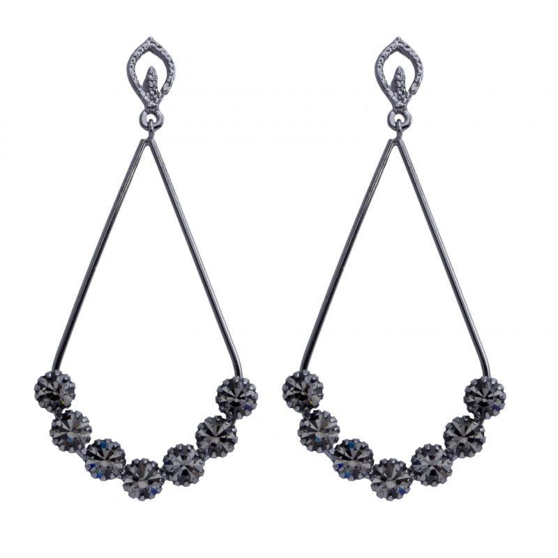 BRINCO RÓDIO NEGRO GOTA LISA COM PEDRAS REDONDAS TREND