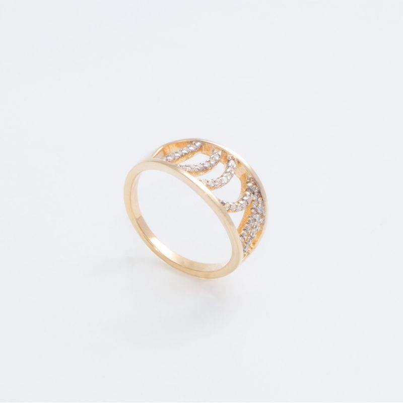 ANEL FOLHEADO A OURO 18K EM ZIRCÔNIAS - ELOS