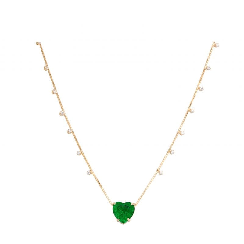 COLAR FOLHEADO PEDRA DE CORAÇÃO COM MICROZIRCÔNIAS - LOVE TREND