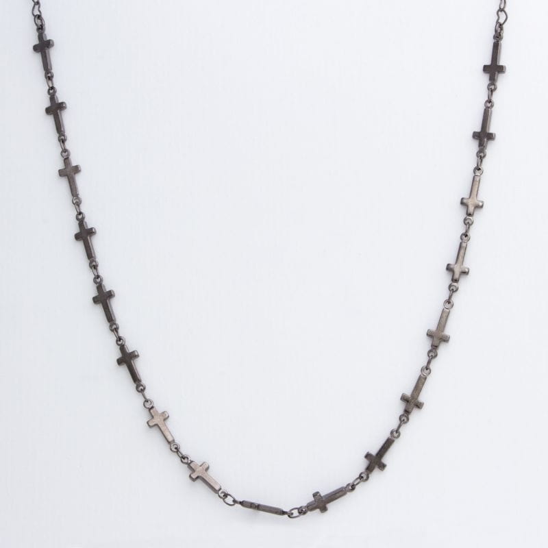 GARGANTILHA RÓDIO NEGRO CHOKER CRUZ LISAS FÉ TREND