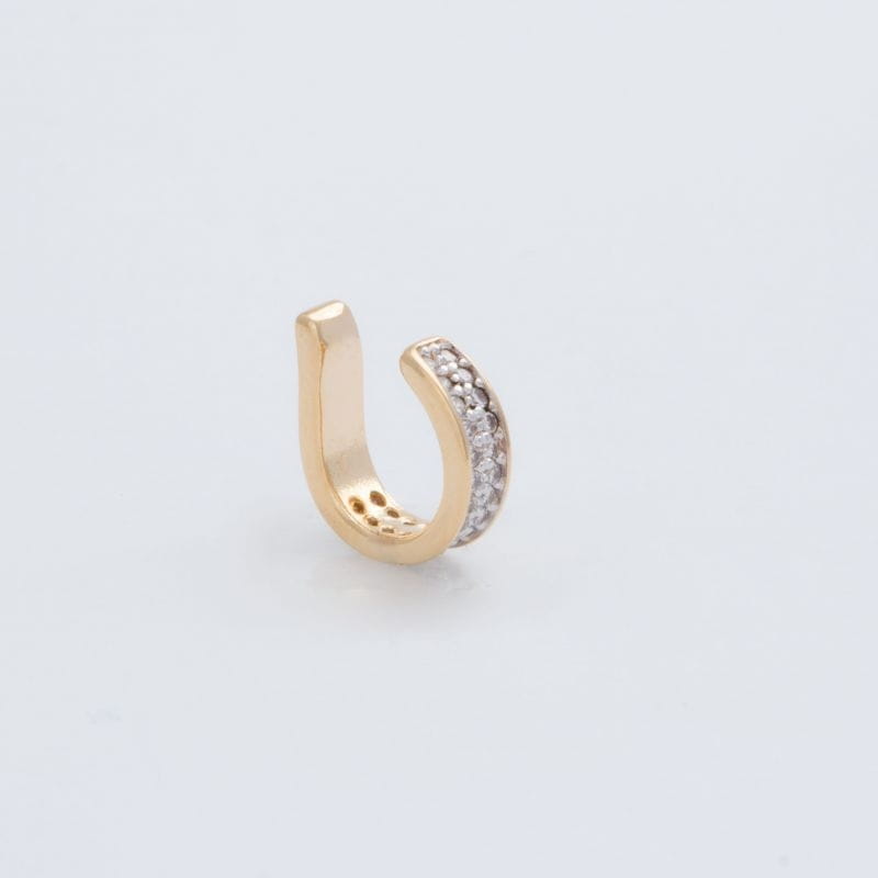 PIERCING FOLHEADO COM ZIRCONIAS CRISTAIS E RÓDIO - TREND