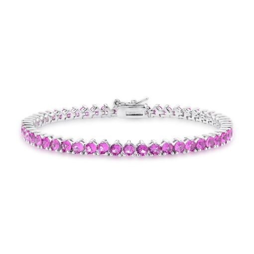 PULSEIRA RIVIERA COM CRISTAIS ROSA BANHADO A RÓDIO