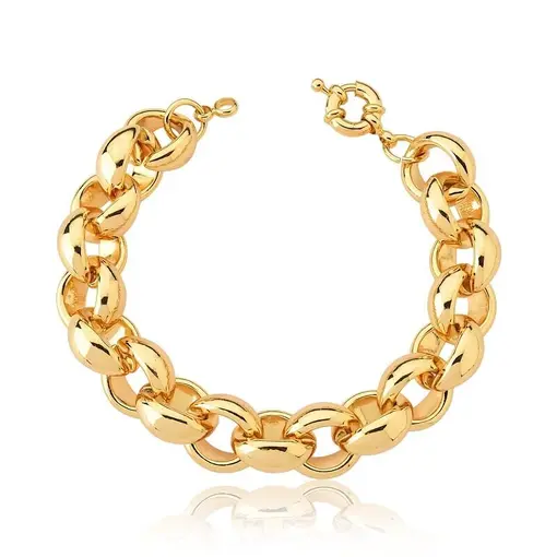 PULSEIRA ELOS OVAIS LISO BANHADO A OURO