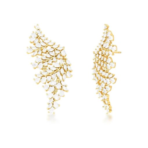 EAR CUFF COM CRISTAIS BANHADO A OURO