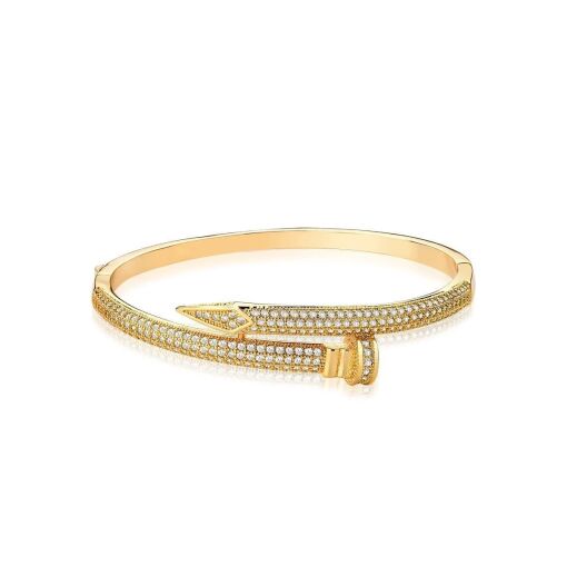 BRACELETE PREGO CRAVEJADO BANHADO A OURO