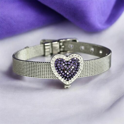 CHARM CORAÇÃO ROXO COM ZIRCÔNIAS