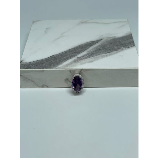 CHARM EM CRISTAL AMETISTA OVAL COM ZIRCÔNIAS