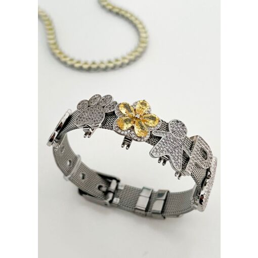 CHARM FLOR COM CRISTAIS AMARELO E ZIRCÔNIAS