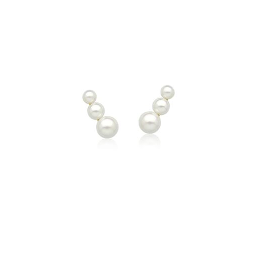 EAR CUFF 3 PEROLAS SHELL BANHADO A OURO