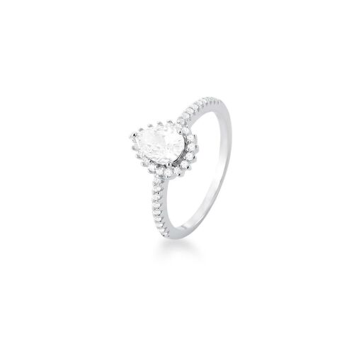 ANEL EM PRATA COM GOTA EM CRISTAL EM ZIRCÔNIAS