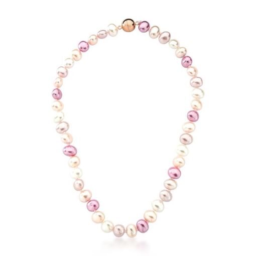 COLAR COM PÉROLAS OVAIS EM QUATRO TONS BANHADO A OURO ROSÊ