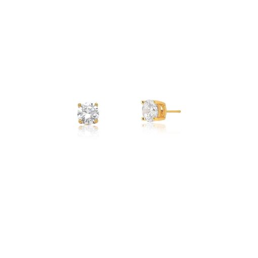BRINCO SOLITÁRIO COM ZIRCÔNIA 8MM BANHADO A OURO