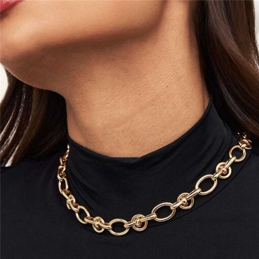 CORRENTE LISA ELOS OVAIS TRANÇADOS BANHADO A OURO