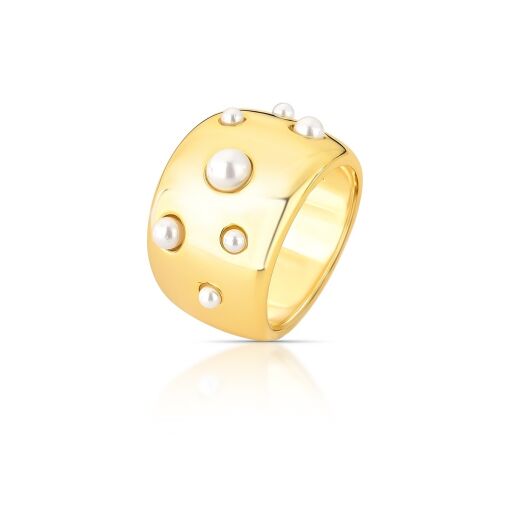 ANEL BANHADO A OURO COM PÉROLAS