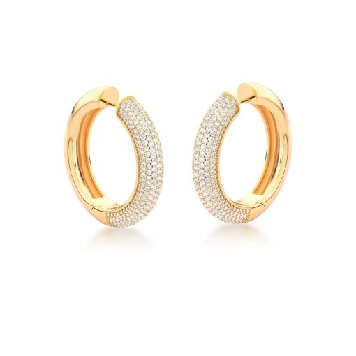 ARGOLA BANHADA A OURO COM ZIRCÔNIAS