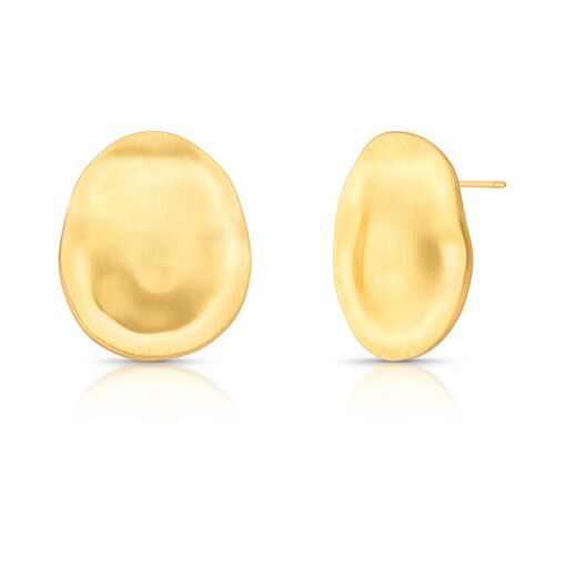 BRINCO OVAL ORGÂNICO FOSCO BANHADO A OURO