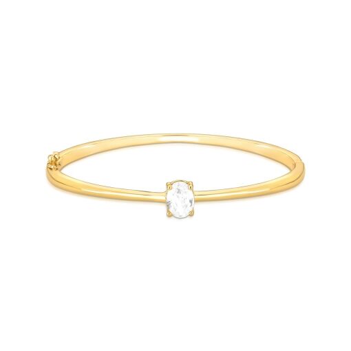 BRACELETE COM CRISTAL OVAL BANHADO A OURO