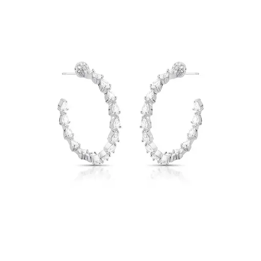 ARGOLA COM GOTAS EM CRISTAL BANHADA  A RÓDIO