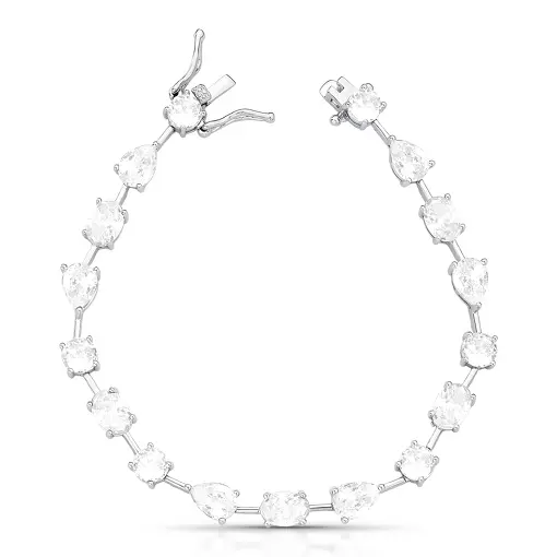 PULSEIRA RIVIERA COM CRISTAIS EM LAPIDAÇÃO GOTA, OVAL E REDONDO