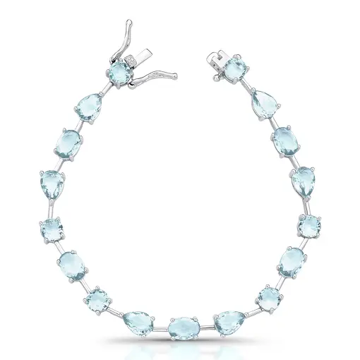 PULSEIRA RIVIERA COM CRISTAIS ÁGUA MARINHA