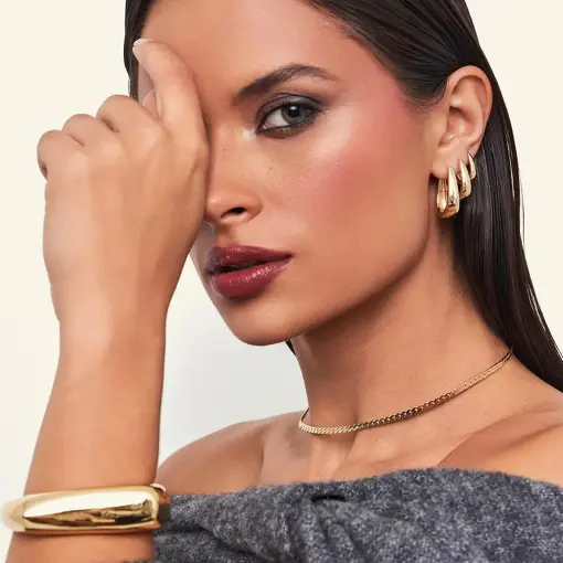 CHOKER EM MALHA LAMINADA LISA