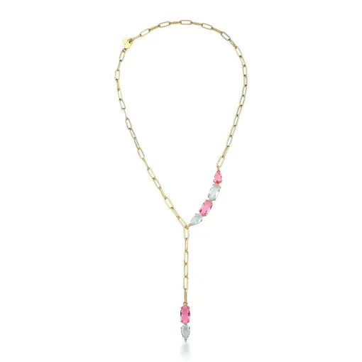 COLAR GRAVATA COM CRISTAIS BANHADO A OURO