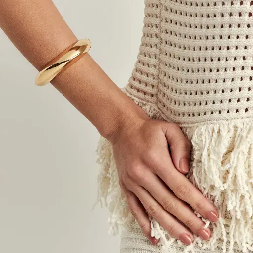 BRACELETE LISO ABAULADO BANHADO A OURO