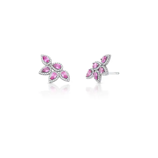 EAR CUFF COM CRISTAIS GOTA  ROSA E ZIRCÔNIAS EM PRATA 925