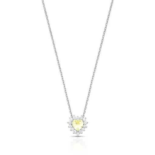 CORRENTE  COM PINGENTE DE CORAÇÃO EM CRISTAL YELLOW FANCY E ZIRC