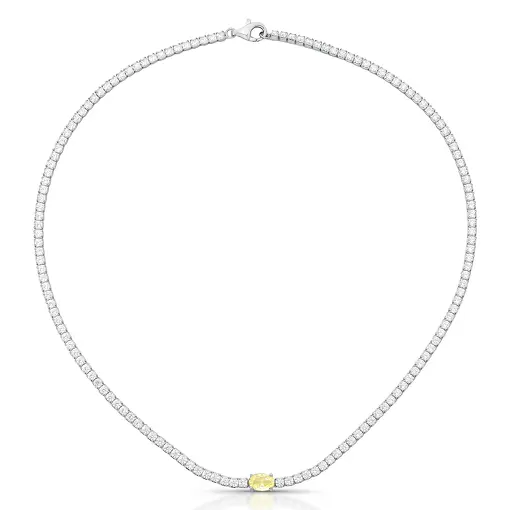 CHOKER RIVIERA COM ZIRCÔNIAS E CRISTAL OVAL YELLOW FANCY EM PRAT
