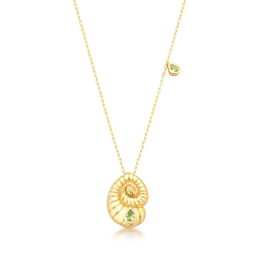 COLAR COM PINGENTE DE CARACOL BANHACDO A OURO