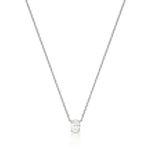 COLAR COM PEDRA OVAL MOISSANITE 7.5MM 1CT PRATA 925